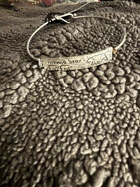 rave Silver Tone Wire Bangle Bracelet with Curved Bar